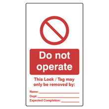 ASEC Double Sided Lockout Tagout Tags `Do Not Operate`