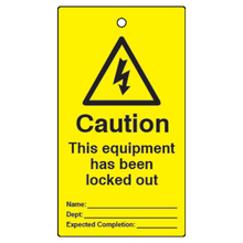 ASEC Lockout Tagout Tags `This Equipment Has Been Locked Out` Pack of 10