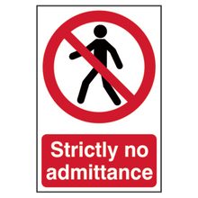 ASEC `Strictly No Admittance` Sign 200mm x 300mm
