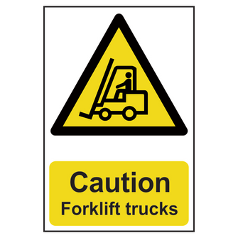 ASEC `Caution: Forklift Trucks` Sign 200mm x 300mm