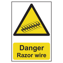 ASEC `Danger: Razor Wire` Sign 200mm x 300mm