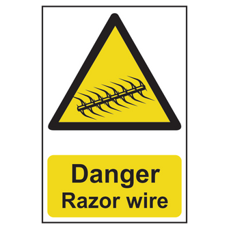 ASEC `Danger: Razor Wire` Sign 200mm x 300mm