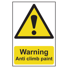 ASEC `Warning: Anti Climb Paint` Sign 200mm x 300mm