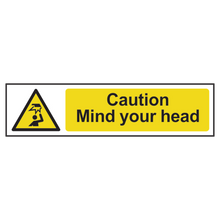 ASEC `Caution: Mind Your Head` Sign 200mm x 50mm