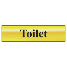 ASEC `Toilet` 200mm x 50mm Metal Strip Self Adhesive Sign Gold