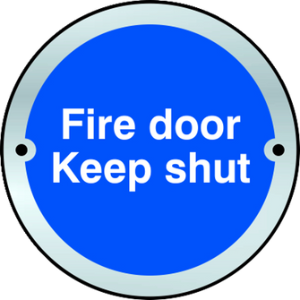 ASEC `Fire door Keep shut` Disc Sign 75mm