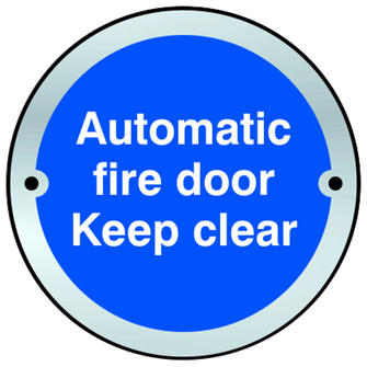 ASEC Sign `Automatic Fire Door Keep Clear` 75mm