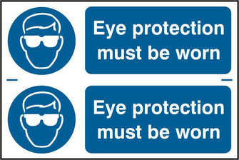 ASEC `Eye Protection Must Be Worn` 300mm x 100mm PVC Self Adhesive Sign
