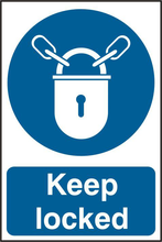 ASEC `Keep Locked` 200mm x 300mm PVC Self Adhesive Sign