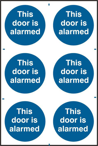 ASEC `This Door Is Alarmed` 200mm x 300mm PVC Self Adhesive Sign