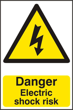 ASEC `Danger Electric Shock Risk` 200mm x 300mm PVC Self Adhesive Sign