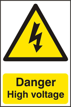 ASEC `Danger High Voltage` 200mm x 300mm PVC Self Adhesive Sign