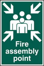 ASEC `Fire Assembly Point 200mm x 300mm PVC Self Adhesive Sign