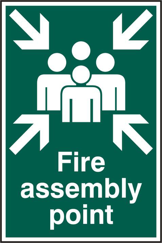 ASEC `Fire Assembly Point 200mm x 300mm PVC Self Adhesive Sign