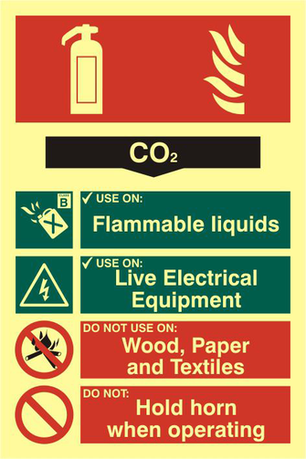 ASEC Fire Extinguisher 200mm x 300mm PVC Self Adhesive Photo luminescent Sign