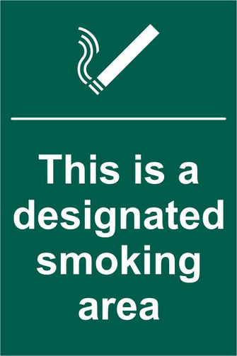 ASEC `This Is A Designated Smoking Area` 200mm x 300mm PVC Self Adhesive Sign