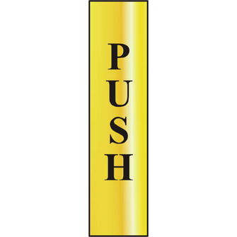 ASEC `Push` 200mm x 50mm Gold Self Adhesive Sign
