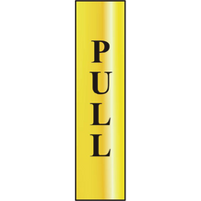 ASEC `Pull` 200mm x 50mm Gold Self Adhesive Sign