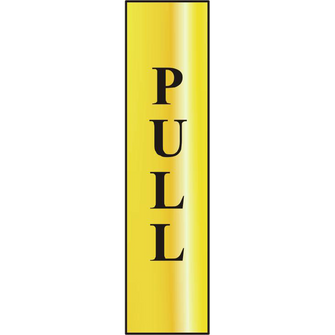 ASEC `Pull` 200mm x 50mm Gold Self Adhesive Sign