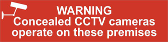 ASEC `Warning Concealed CCTV Cameras Operate On These Premises` 200mm x 50mm PVC Self Adhesive Sign
