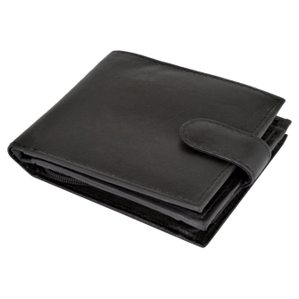 BEE-SECURE Black Leather Bifold RFID Wallet With Coin Purse